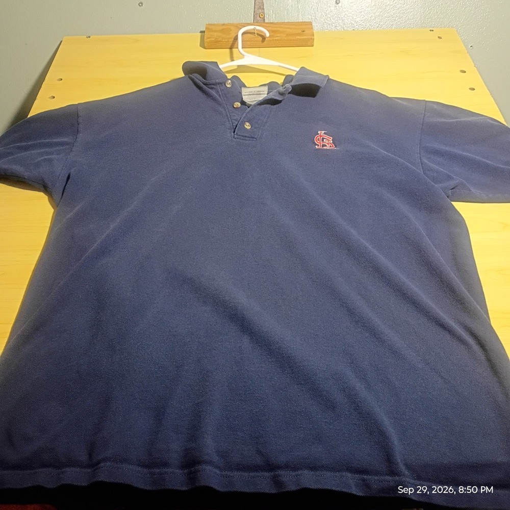 Nike Polo Shirt, Mens XL Navy Blue Vintage St. Louis Cardinals Distressed MLB